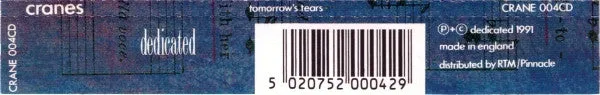 Cranes Tomorrow's Tears CD singel brukt 1991