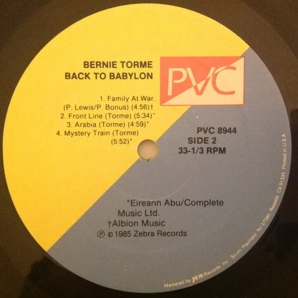 Tormé Back To Babylon LP vinyl album brukt