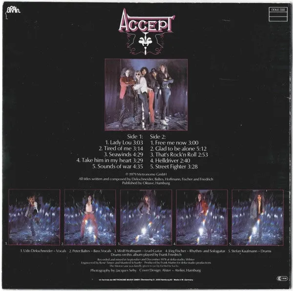 Accept Accept LP vinylplate repress Brain svart label