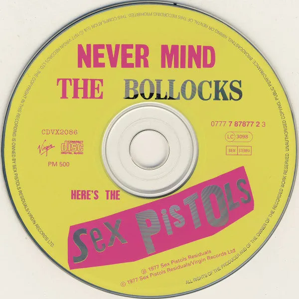 Sex Pistols Never Mind The Bollocks CD remaster brukt