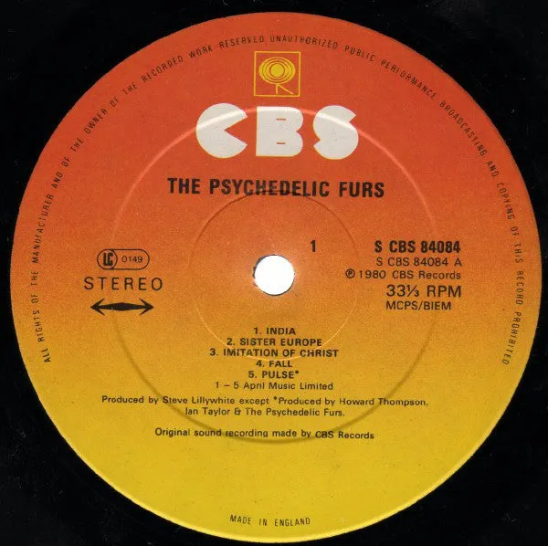 Psychedelic Furs debut LP vinyl brukt grønt cover