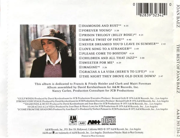 Joan Baez Best Of Joan C. Baez CD samling brukt