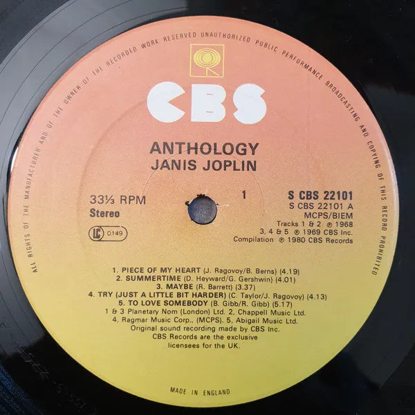 Janis Joplin Anthology 2xLP samling gatefold brukt