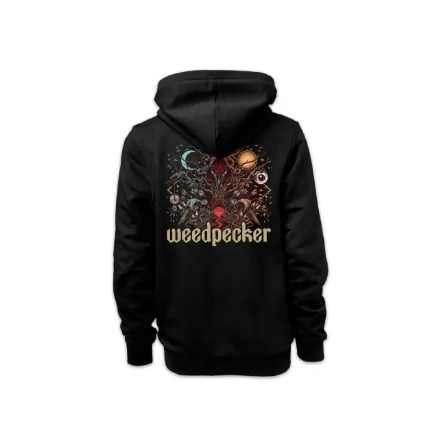 Weedpecker #02 hoodie med glidelås svart bomull