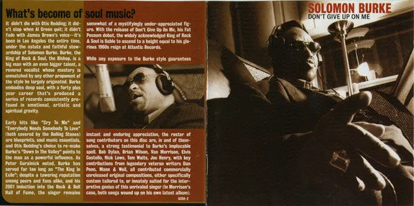 Solomon Burke Don't Give Up On Me CD brukt soul