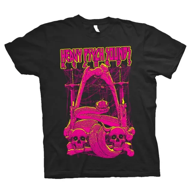 Heavy Psych Sounds #25 t-skjorte svart fuchsia bomull