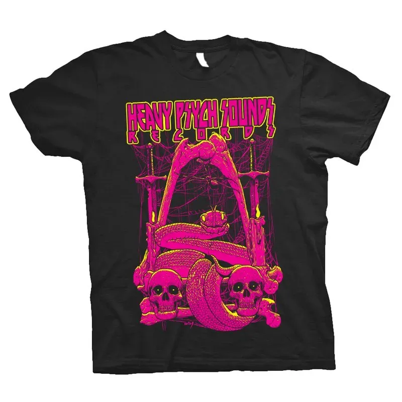 Heavy Psych Sounds #25 t-skjorte svart fuchsia bomull