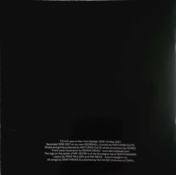 Darkthrone F.O.A.D. CD brukt thrash black metal Peaceville