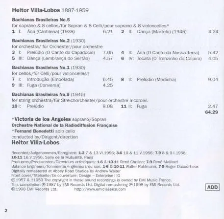 Villa-Lobos Bachianas Brasileiras CD samling mono