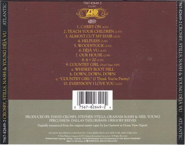 Crosby Stills Nash & Young Déjà Vu CD brukt remastret