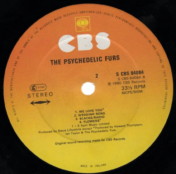 Psychedelic Furs debut LP vinyl brukt grønt cover