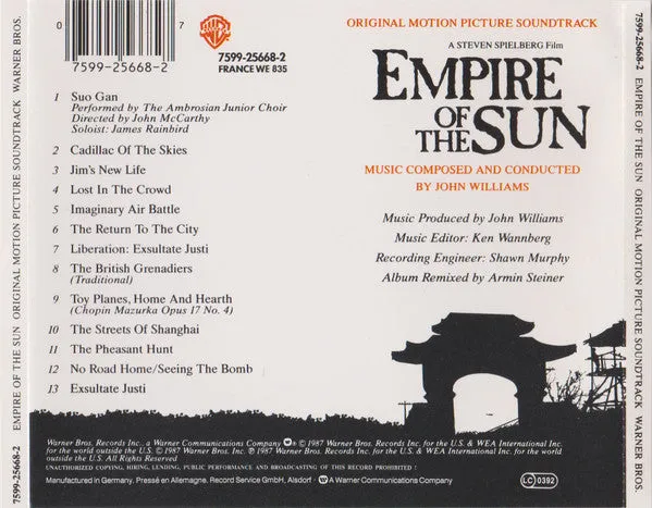 John Williams Empire Of The Sun CD soundtrack brukt repress