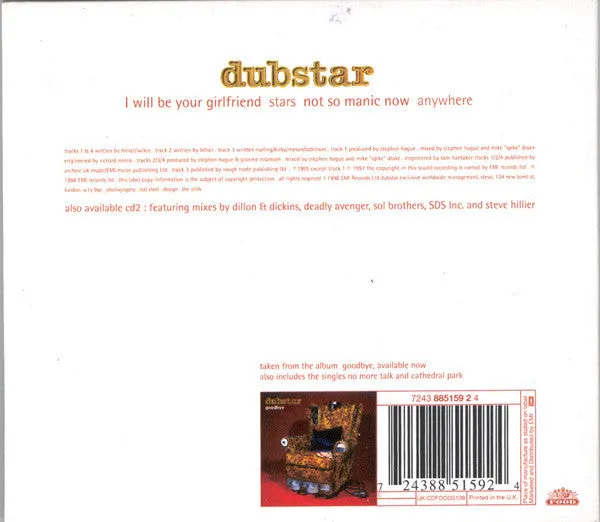 Dubstar I Will Be Your Girlfriend CD singel CD1 brukt