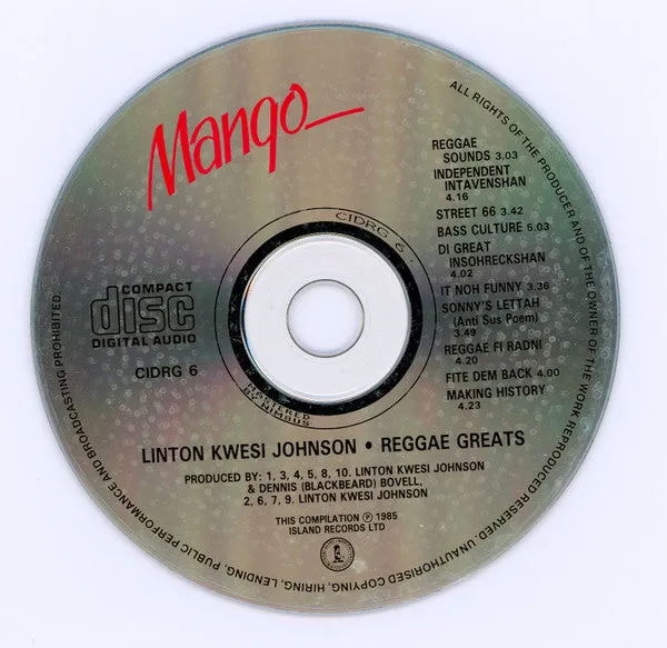 Linton Kwesi Johnson Reggae Greats CD brukt dub poetry