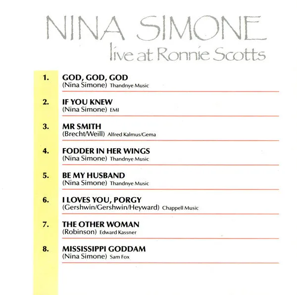Nina Simone Live At Ronnie Scotts CD album brukt live