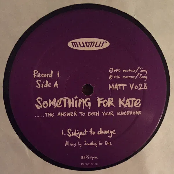 Something For Kate Answer 2x12" vinyl promo brukt
