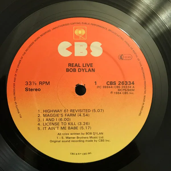 Bob Dylan Real Live LP vinylplate brukt folkrock
