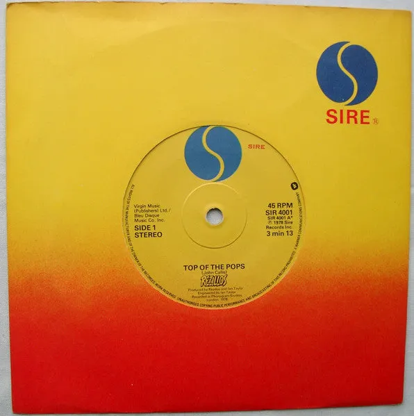 The Rezillos Top Of The Pops 7" singel brukt punk