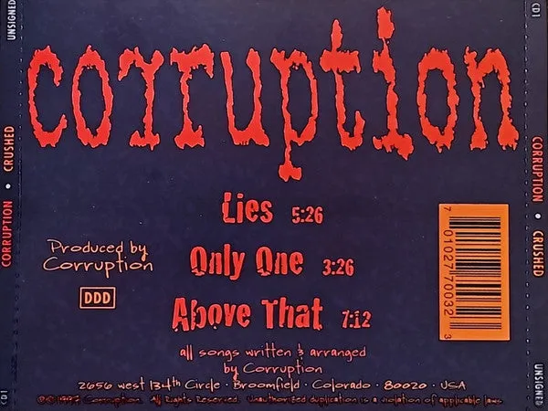 Corruption Crushed CD mini-album brukt – metalcore