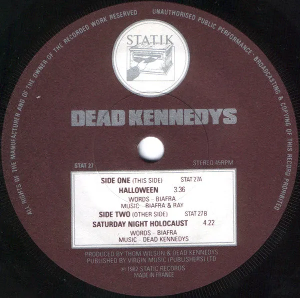 Dead Kennedys Halloween 7" singel brukt UK 1982