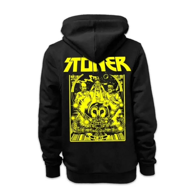Stoner #05 zip hoodie svart hettegenser med glidelås
