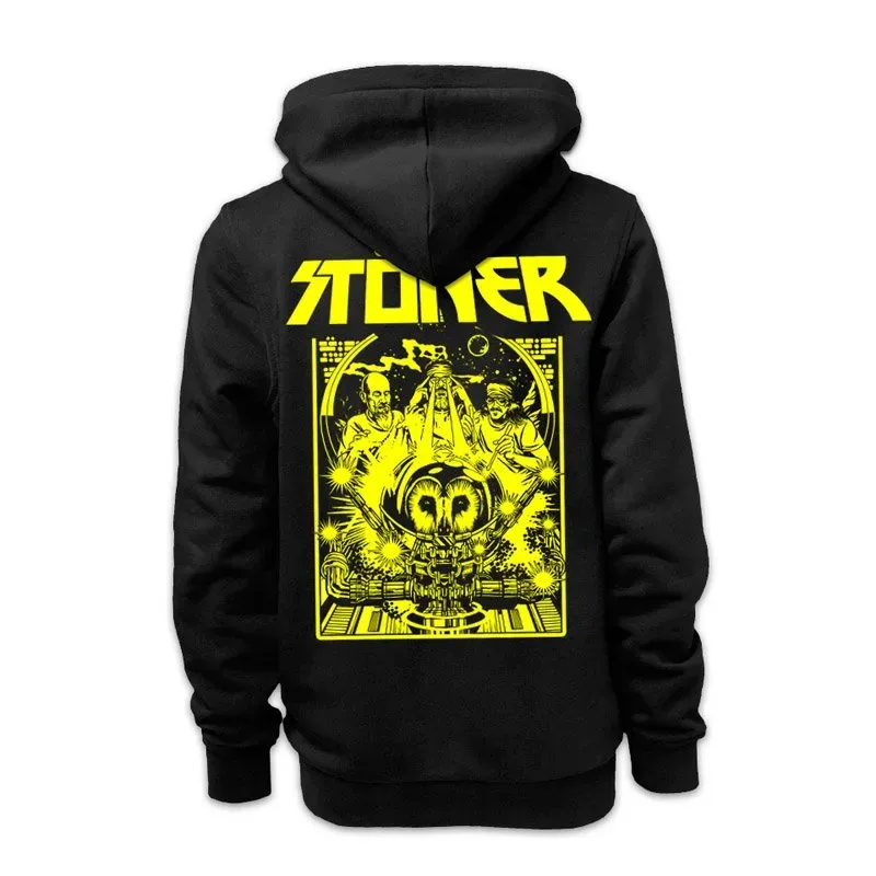 Stoner #05 zip hoodie svart hettegenser med glidelås