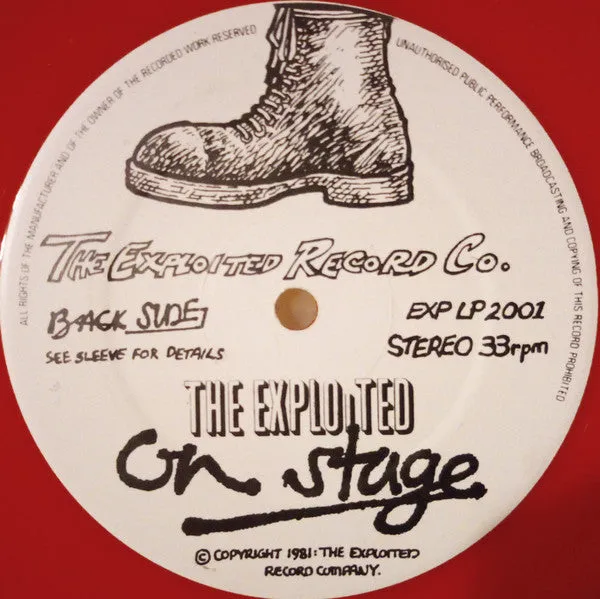 Exploited On Stage LP vinyl rød brukt live punk