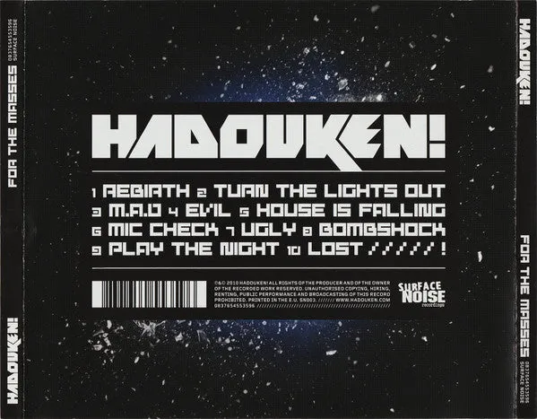 Hadouken! For The Masses CD album brukt grime