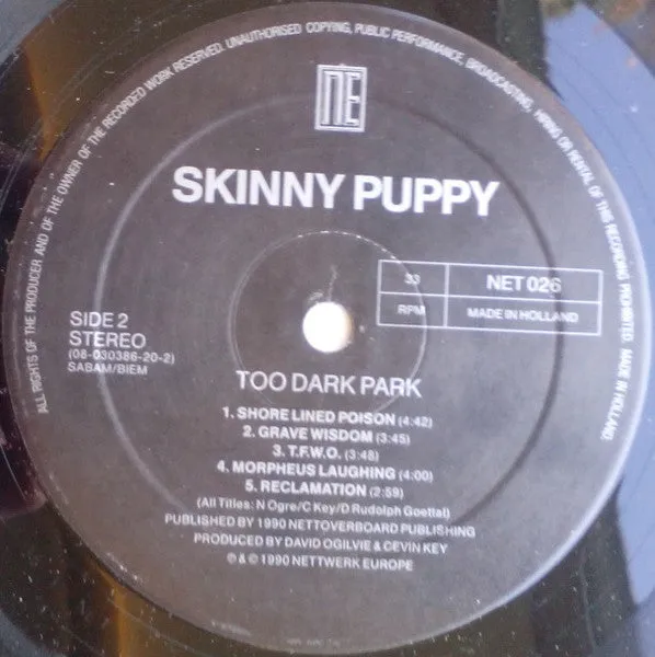Skinny Puppy Too Dark Park LP vinylplate brukt industrial