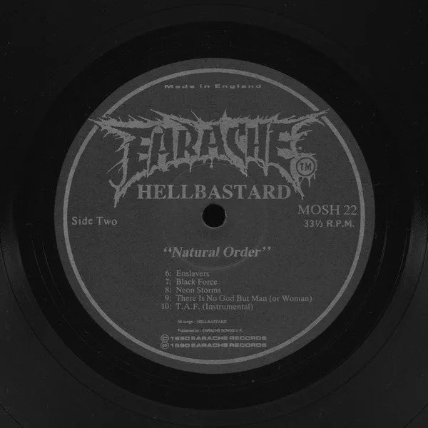 Hellbastard Natural Order LP vinyl brukt Earache