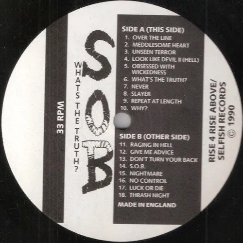 S.O.B. What's The Truth LP vinyl tourutgave