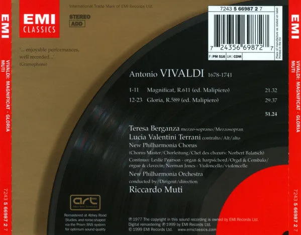 Vivaldi Muti Magnificat Gloria CD brukt barokk