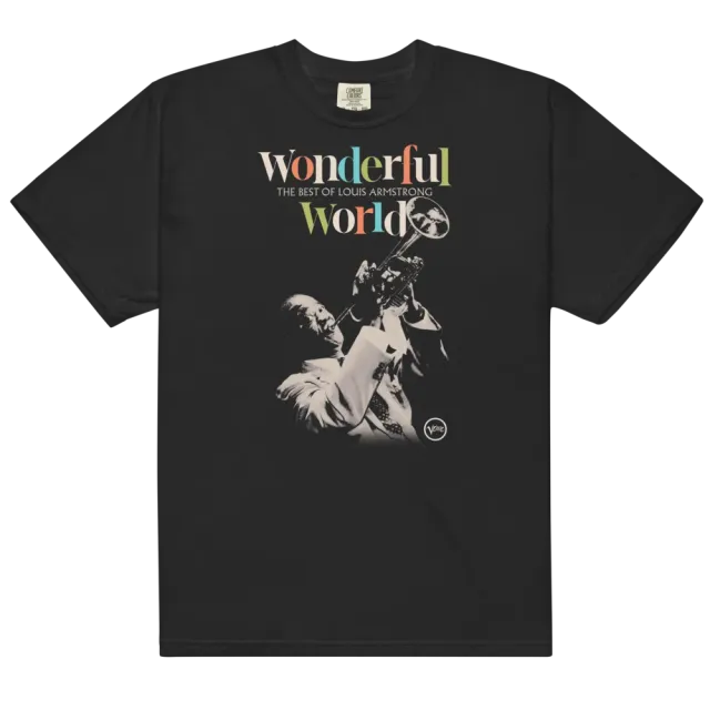 Louis Armstrong Wonderful World T-skjorte svart bomull
