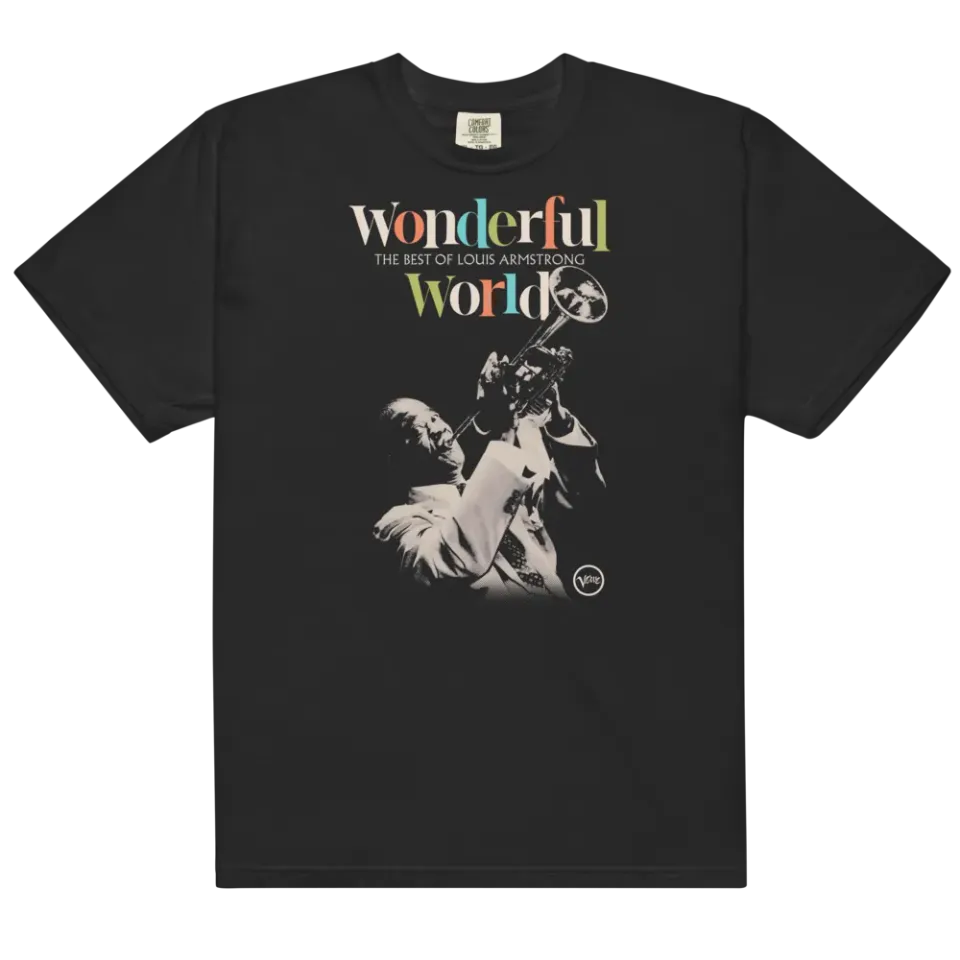 Louis Armstrong Wonderful World T-skjorte svart bomull