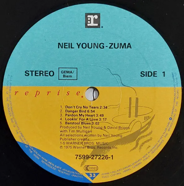 Neil Young Crazy Horse Zuma LP brukt reissue