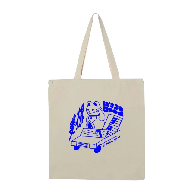 Ginger Root Lucky Cat Tote Bag handlenett merch