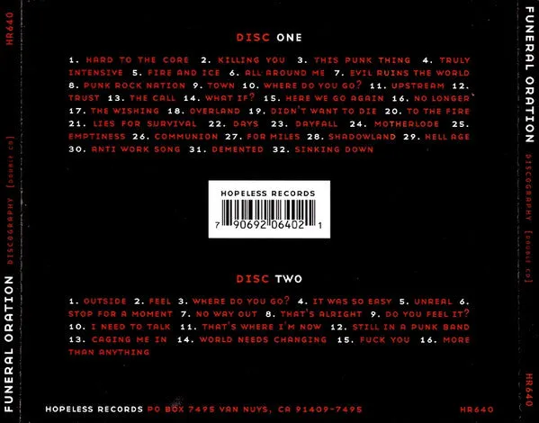 Funeral Oration Discography 2xCD brukt samling