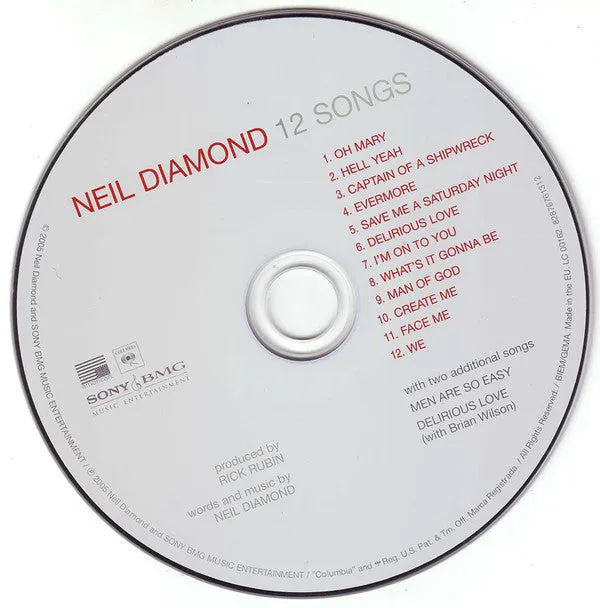 Neil Diamond 12 Songs CD brukt digipak akustisk