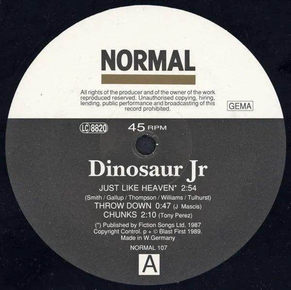 Dinosaur Jr. Just Like Heaven 12" vinyl brukt – etset B-side