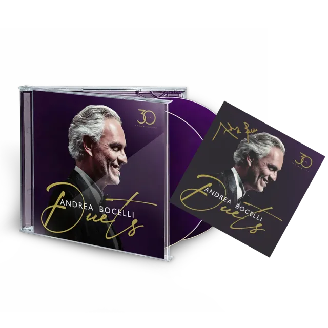 Andrea Bocelli Duets 30th Anniversary 2CD signert kort