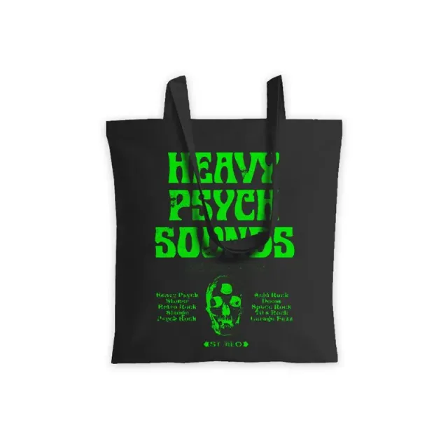 Heavy Psych Sounds #01 tote bag svart fluo grønn bomull