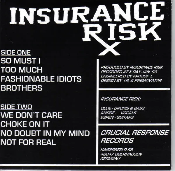 Insurance Risk How Much More 7" EP vinyl brukt hardcore