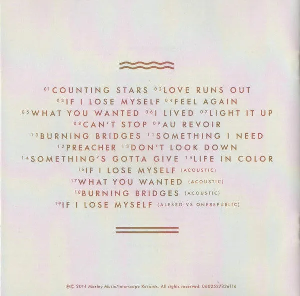 OneRepublic Native CD reissue 19 spor brukt