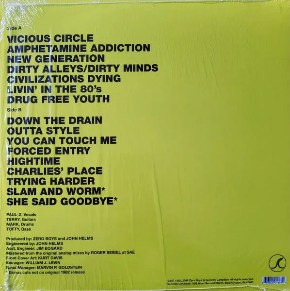 Zero Boys Vicious Circle LP remaster brukt punk