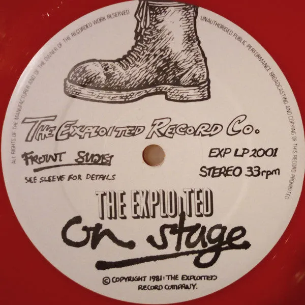 Exploited On Stage LP vinyl rød brukt live punk