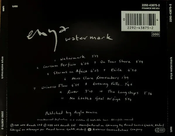 Enya Watermark CD brukt ambient