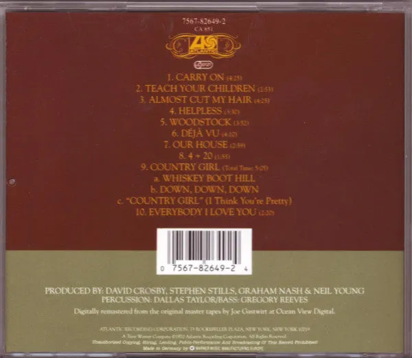 Crosby Stills Nash & Young Déjà Vu CD brukt remastret