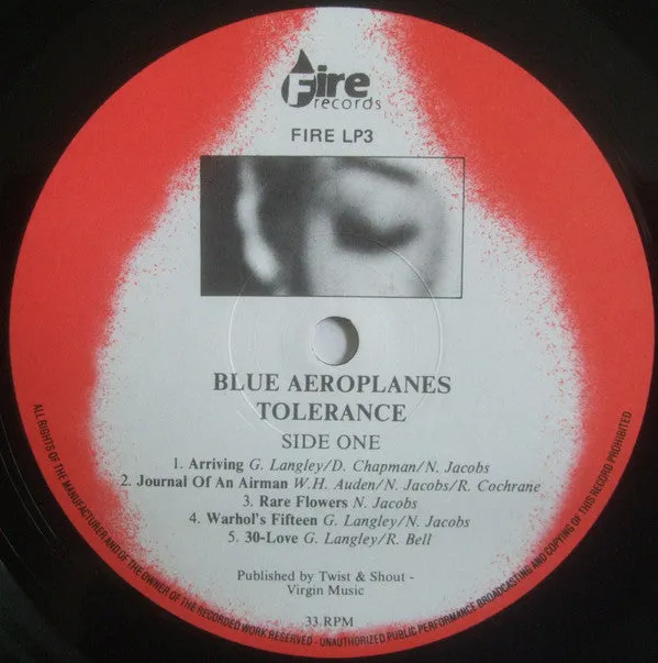 The Blue Aeroplanes Tolerance LP vinyl brukt 1986-utgave