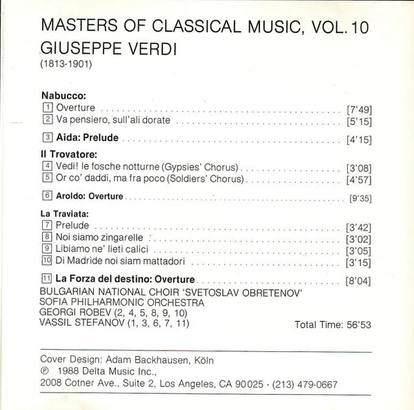 Verdi Masters Of Classical Music Vol.10 CD brukt romantisk