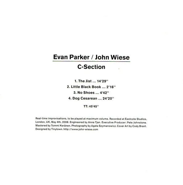 Evan Parker / John Wiese C-Section CD brukt VG+